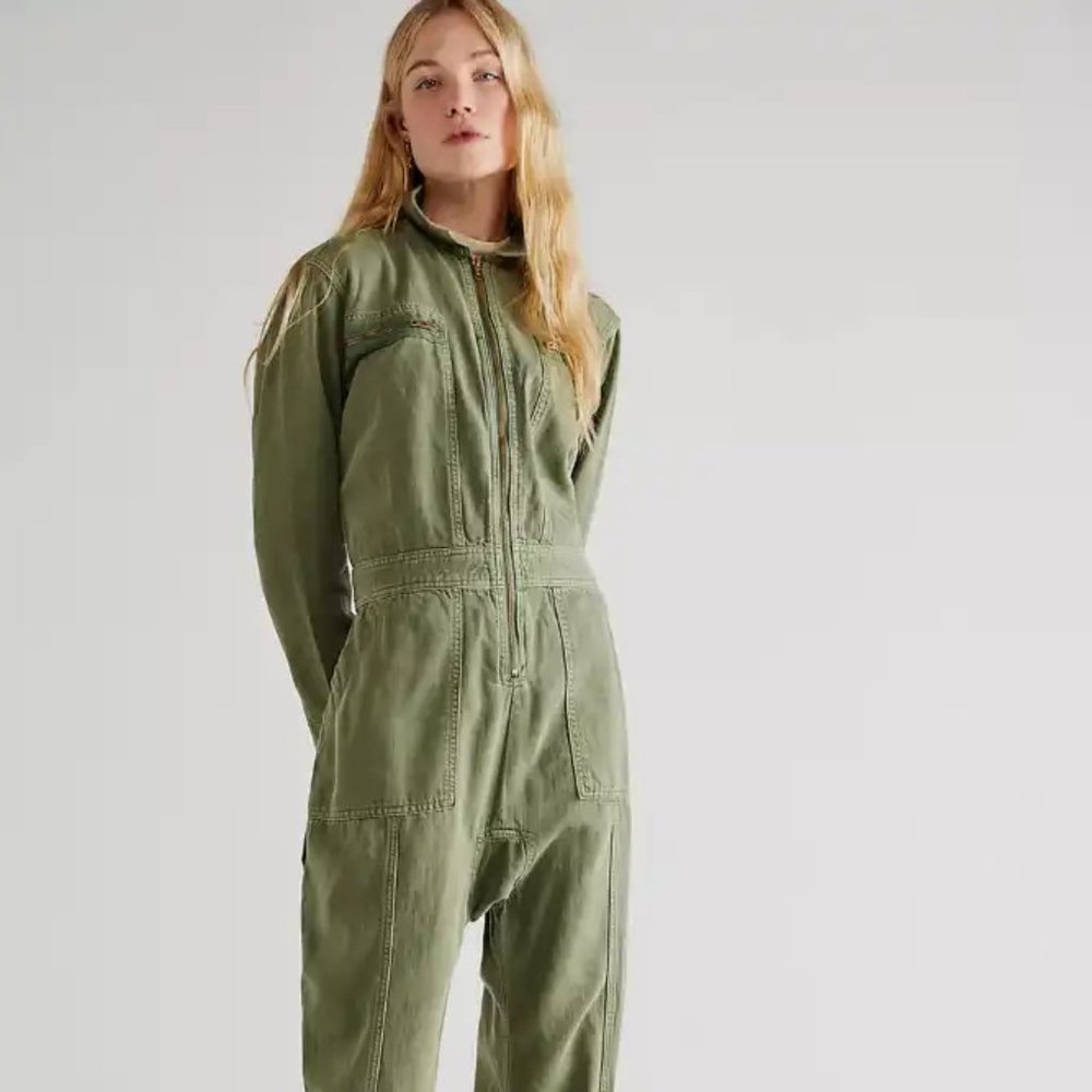 NWT Free People x Sandrine Rose ARMY Green Jumpsuit -  (XS)